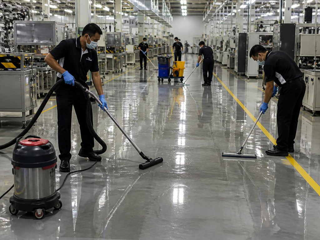 What does production floor deep cleaning actually cover?

