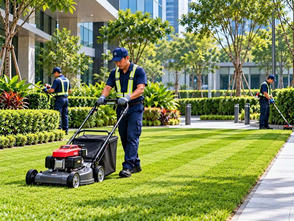 What does commercial grounds maintenance cover in Singapore?
