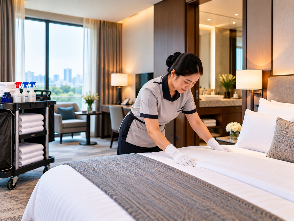 What are the guest room cleaning standards in Singapore hotels?
